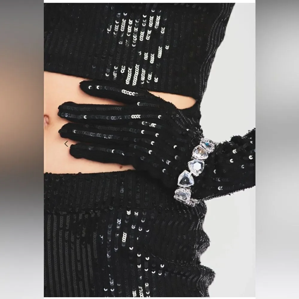 PLAZA SEQUIN KNIT GLOVES Retrofête